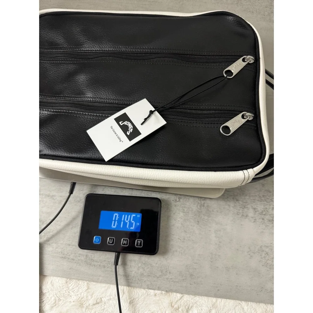 Jones Shoe Bag Unisex OS Black White Classic Golf Travel Zippered Faux Leather